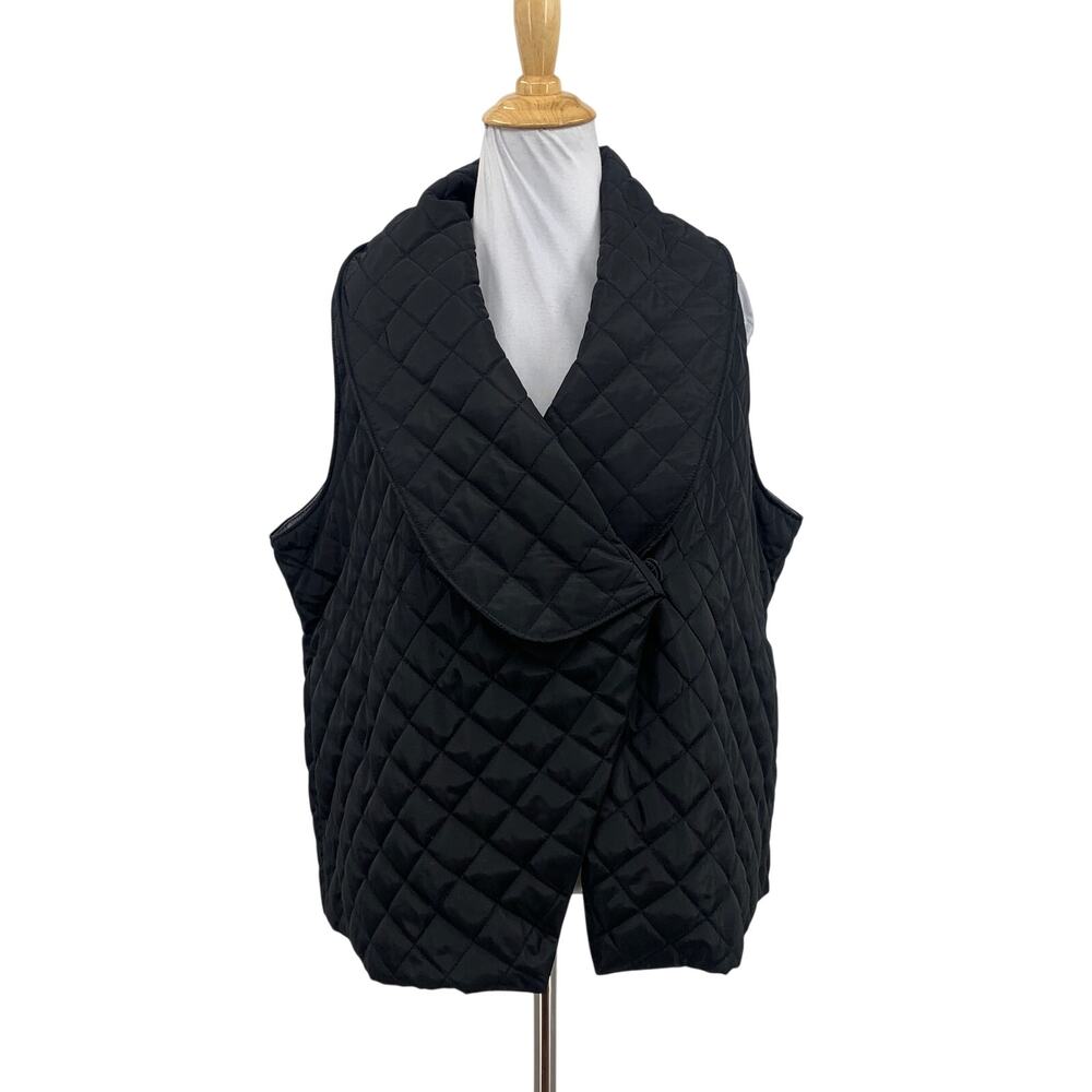 Soft Surroundings Vest Womens L Large Snowline Diamond Quilted Crossover Puffer